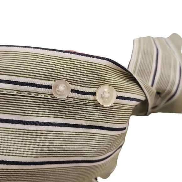 Tommy Hilfiger Men's Green Striped 80's 2 Ply Fabric Button Down Shirt Size XXL - Picture 9 of 15